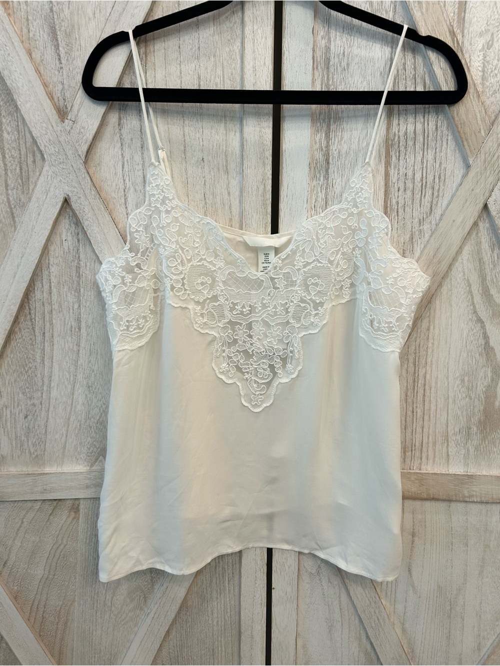 H&M White Lace-Trim Spaghetti Strap Cami